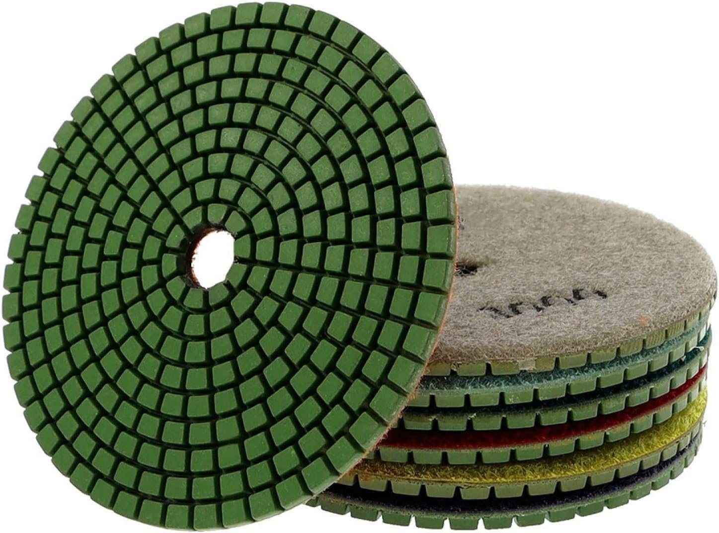 Almohadillas pulidoras de diamante, Juego de 7 almohadillas de pulido de diamante de 4 pulgadas, almohadilla de pulido húmeda flexible de 100 mm for granito, mármol, hormigón, disco de pulido for suel