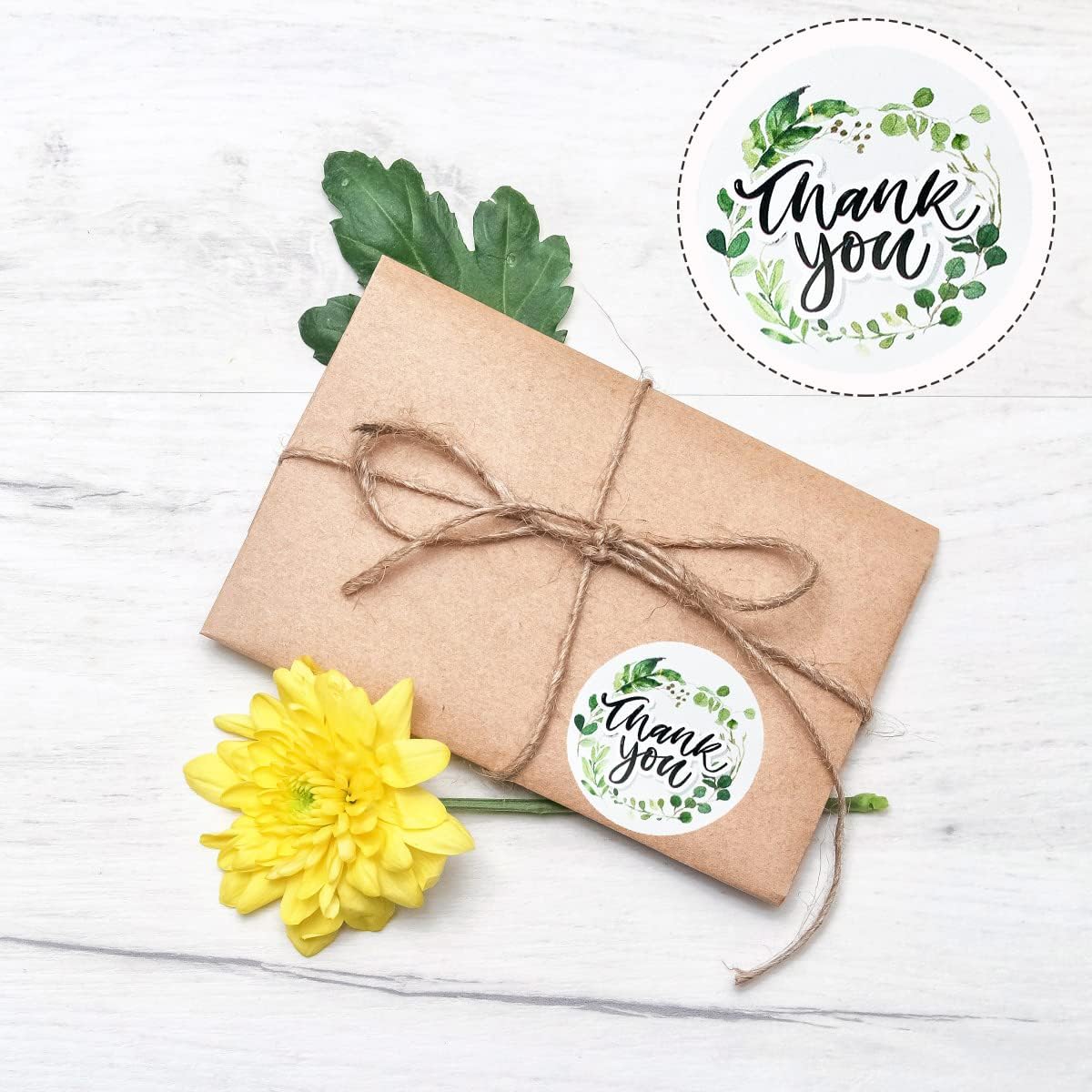 Thank You Stickers, 500Pcs Leaf Thank You Label Stickers 1.5" Leaf Frames Thank You Stickers Roll Greeting Cards Flower Bouquets Self-Adhesive Labels for Gift Wraps Birthday Party Favors - Image 3