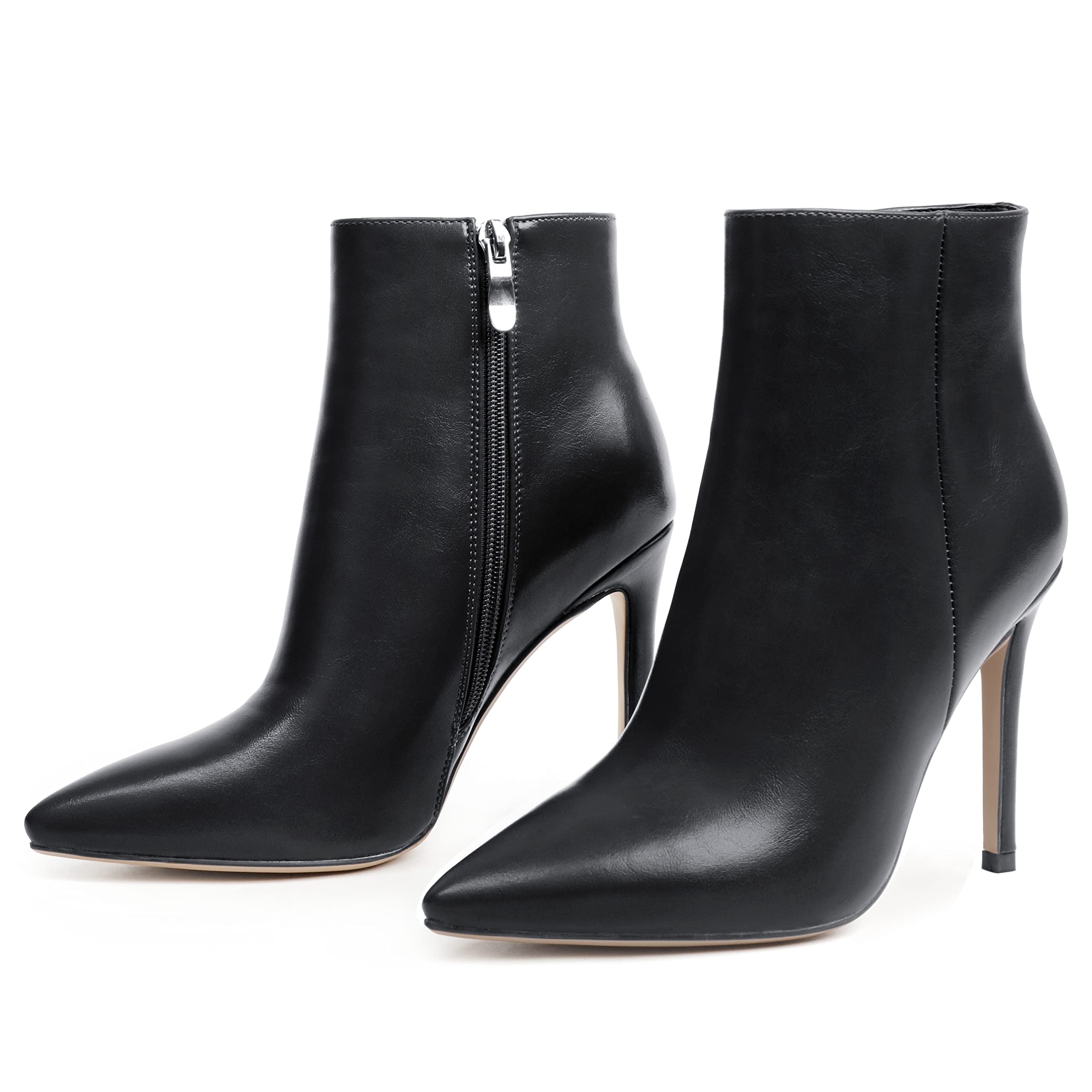 HECATER Ankle Boots for Women Stiletto High Heel Pointed Toe Boots with Zipper