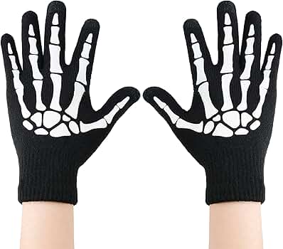 Amazon.com: Zando Halloween Full Finger Skeleton Adult Black