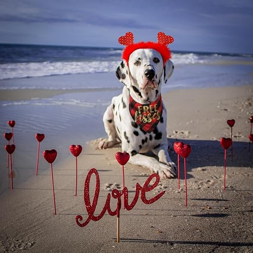 Miniatura 4 de Traje de San Valentín para perro, bandana para perro y diadema de corazón, disfraz de día de San Valentín para perro