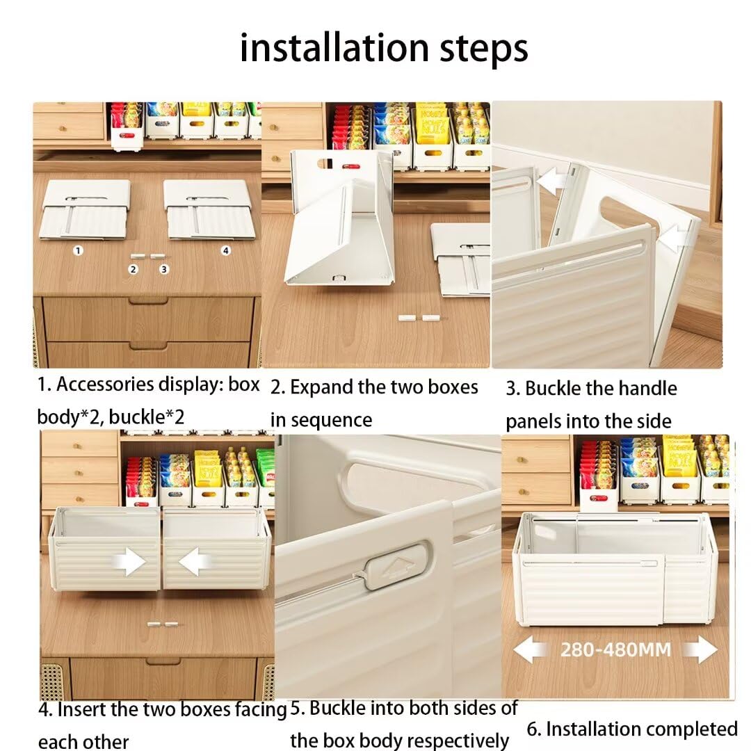 HASA Zone Schublade Ausziehbar - Küchen Organizer 42cm Tiefe Verstellbar 34-48cm Breite