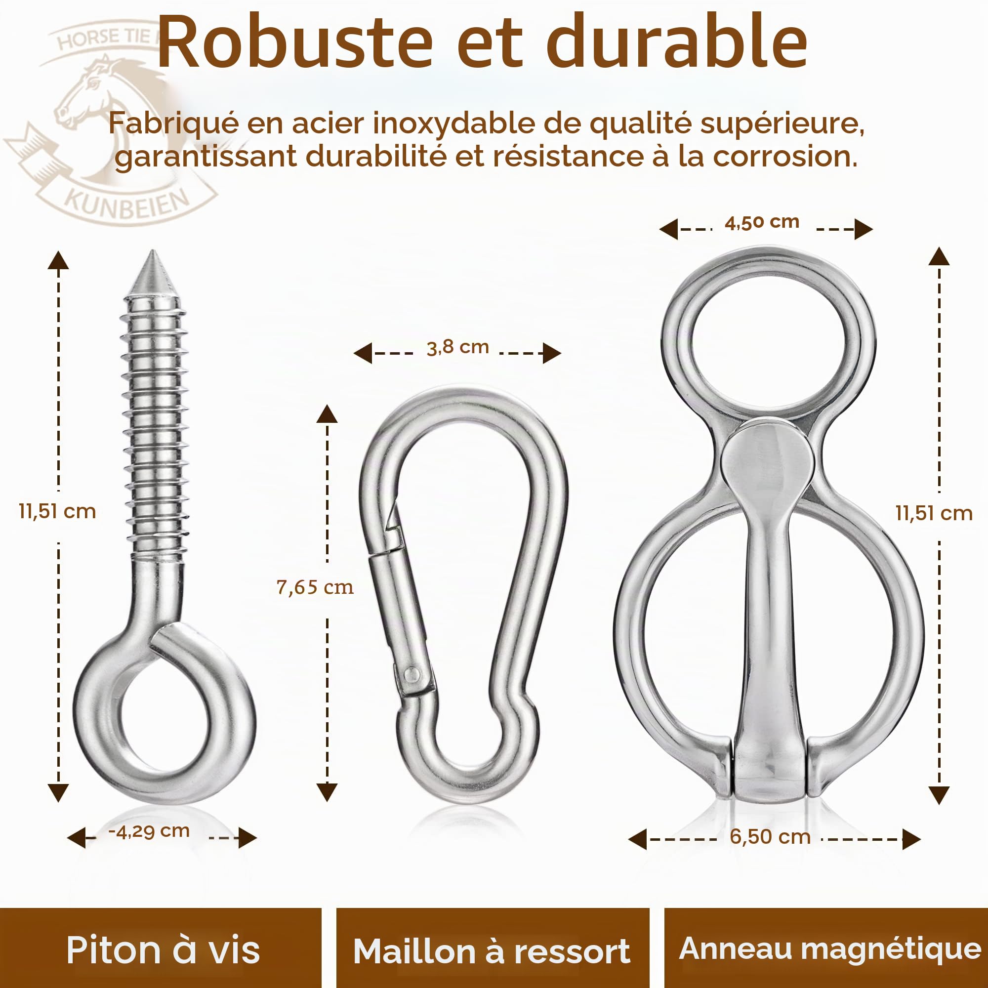 Anneau de Cravate pour Cheval, Fournitures sûres, Anneau de Cravate de manière Humaine, Anneau magnétique pour Attacher et rétracter, Aide Le Cheval à Tirer vers l'arrière et à libérer Le