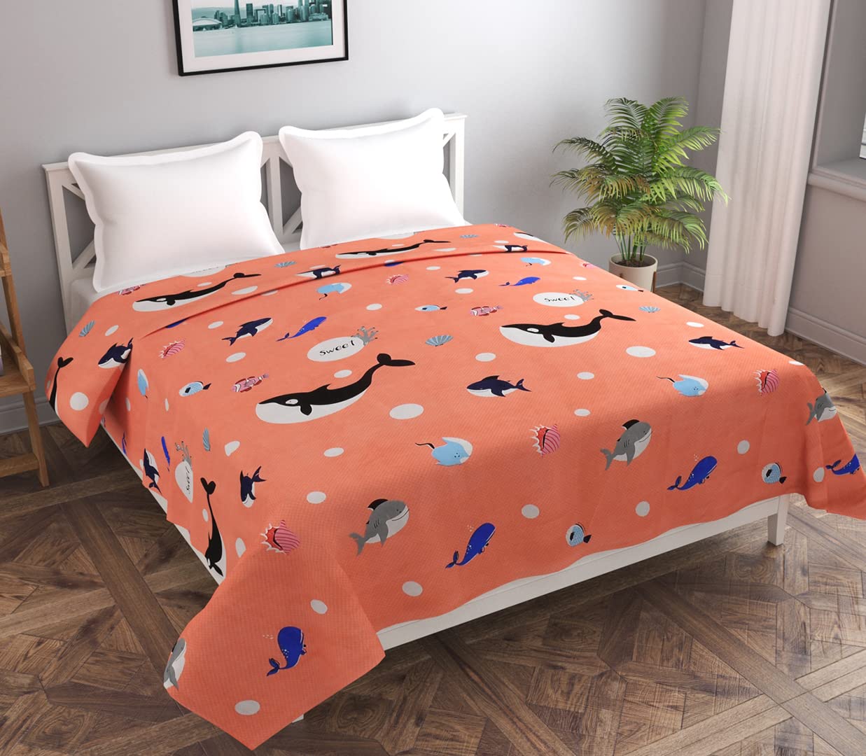 MORADO Glace Cotton Double Bed Quilt Cover/Duvet Cover/Rajai Cover/Blanket Cover with Zipper (90x100 Inches, Peach)-image-32