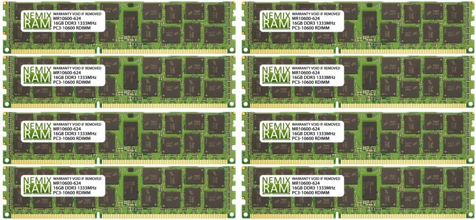 NEMIX RAM 128GB (8X16GB) DDR3 1333MHZ PC3-10600 2Rx4 1.5V 240-PIN ECC RDIMM Registered Server Memory KIT Compatible with Apple Mac Pro 2009 2010 2012