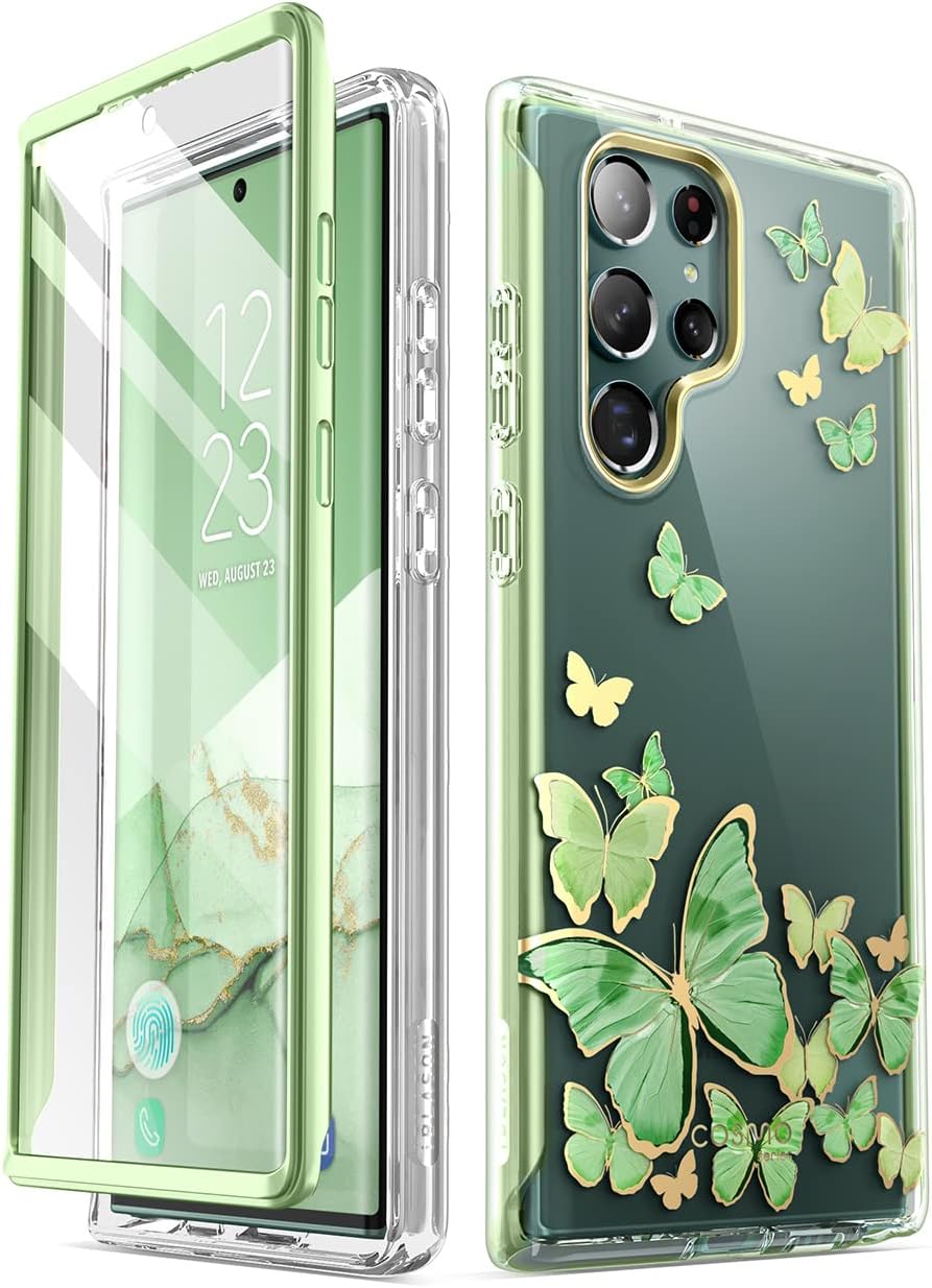 i-Blason Cosmo Series for Samsung Galaxy S22 Ultra 5G (2022 Release), Slim Stylish Protective Case with Built-in Screen Protector (Mintfly)