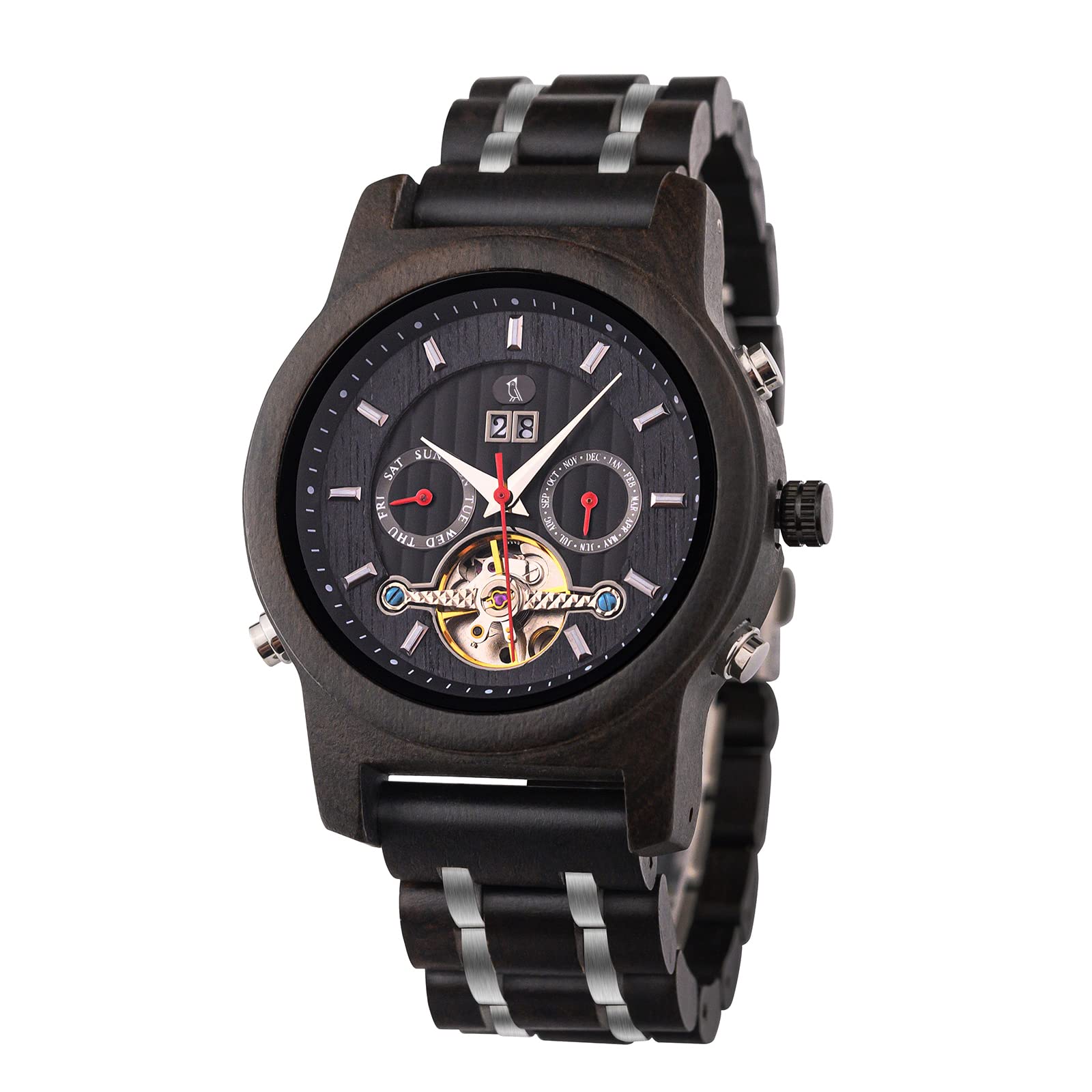 BOBO BIRD Mens Wooden Mechanical Watches Multifunction Date & Chronograph Business Luxury Wood Watch for Men Women, Black, M (B09QM55M1Y) Amazon Price History, Amazon Price Tracker