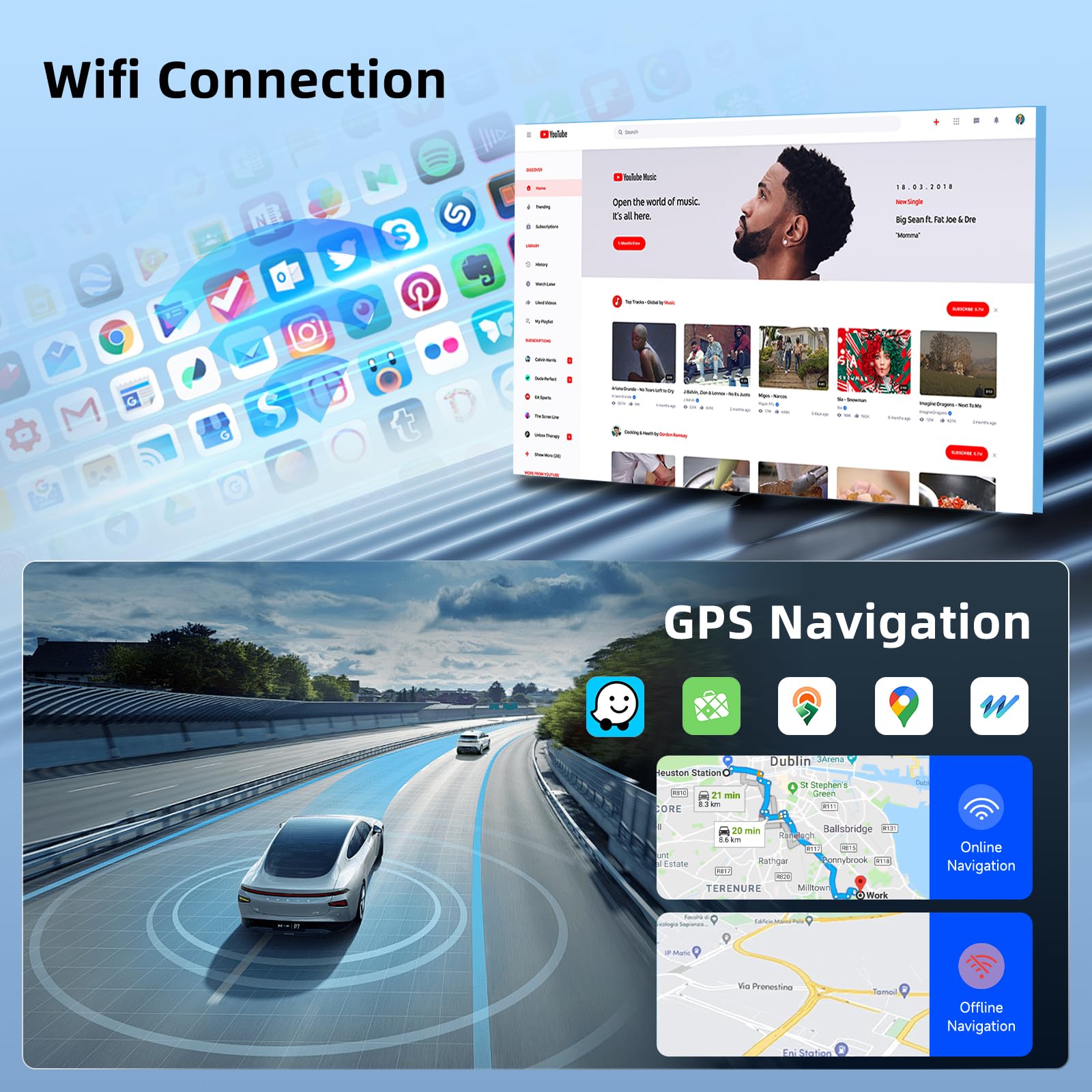 Radio samochodowe Hodozzy Carplay 8 rdzeni, 6 + 128 G, do VW Passat Golf Seat Altea Skoda Octavia z USB/USB C/Navi, 8 cali VW radio samochodowe Bluetooth z systemem Android Auto/Mirror Link/32 EQ/FM