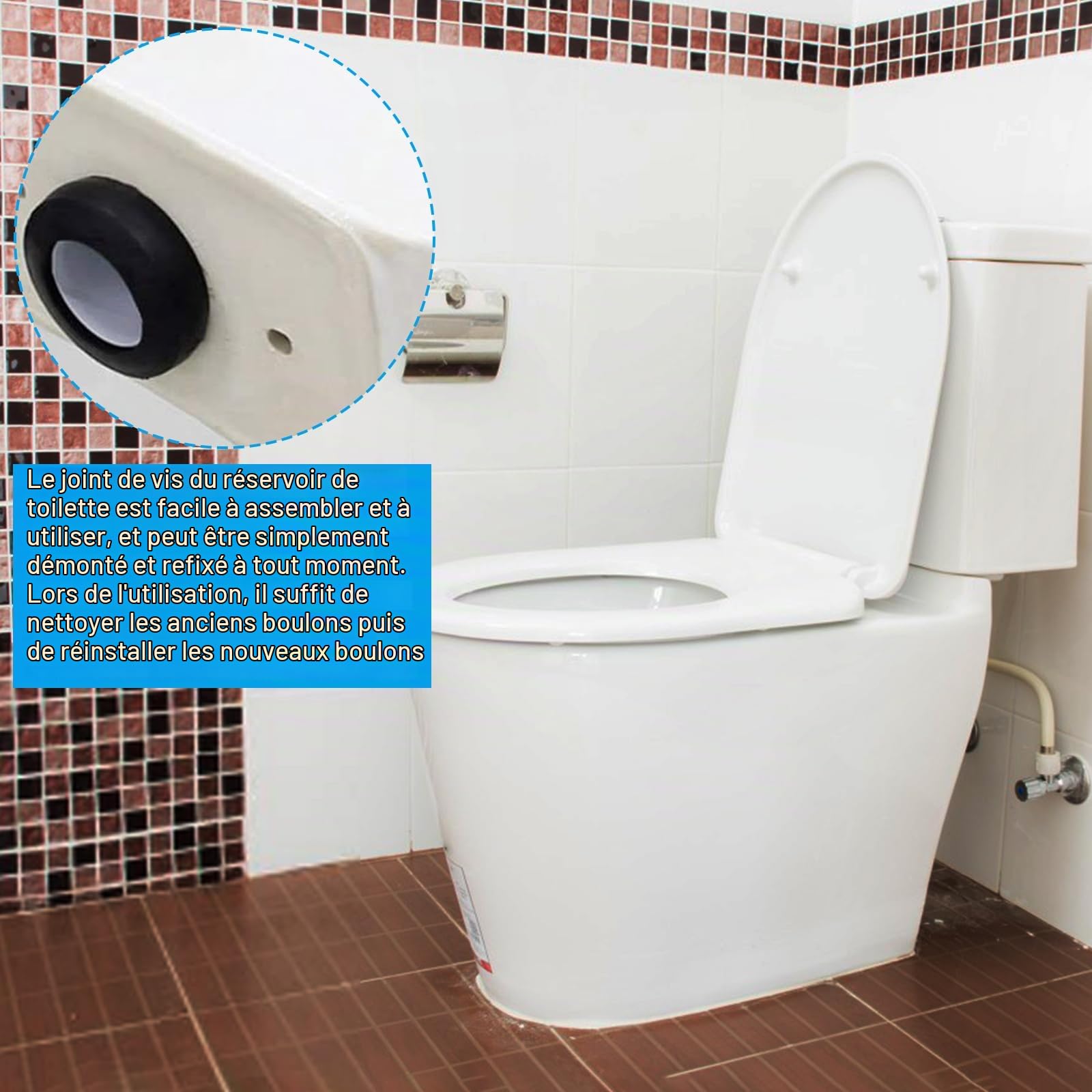 2 Pièces Boulon de Toilette kit Fixation Réservoir WC Boulons de Réservoir de Toilettes à Cuvette Kit de Fixation en Acier Inoxydable