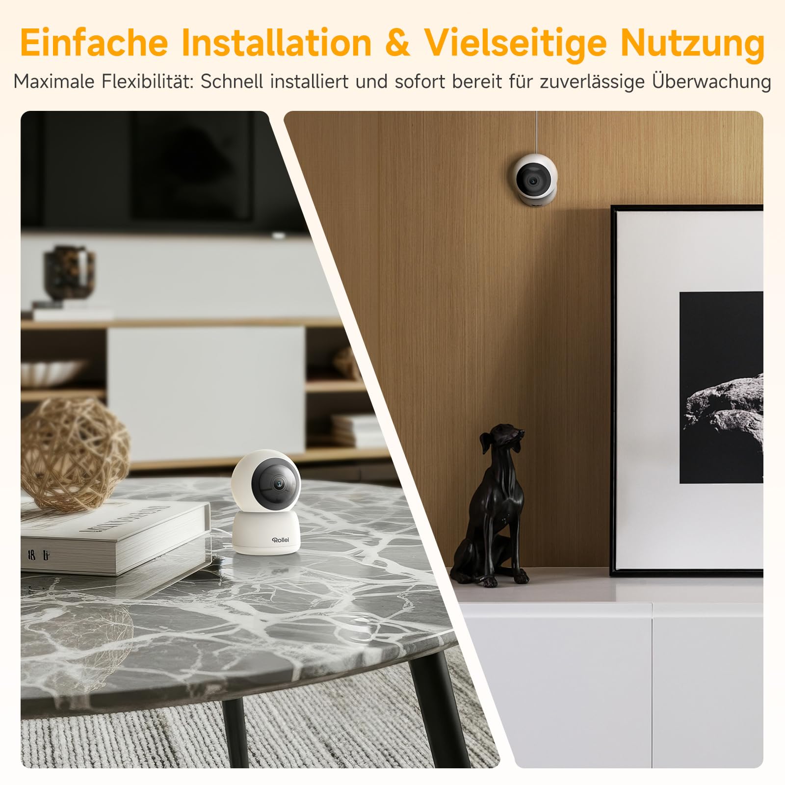 Rollei Überwachungskamera Innen 360° Indoor Security Cam Kamera Überwachung