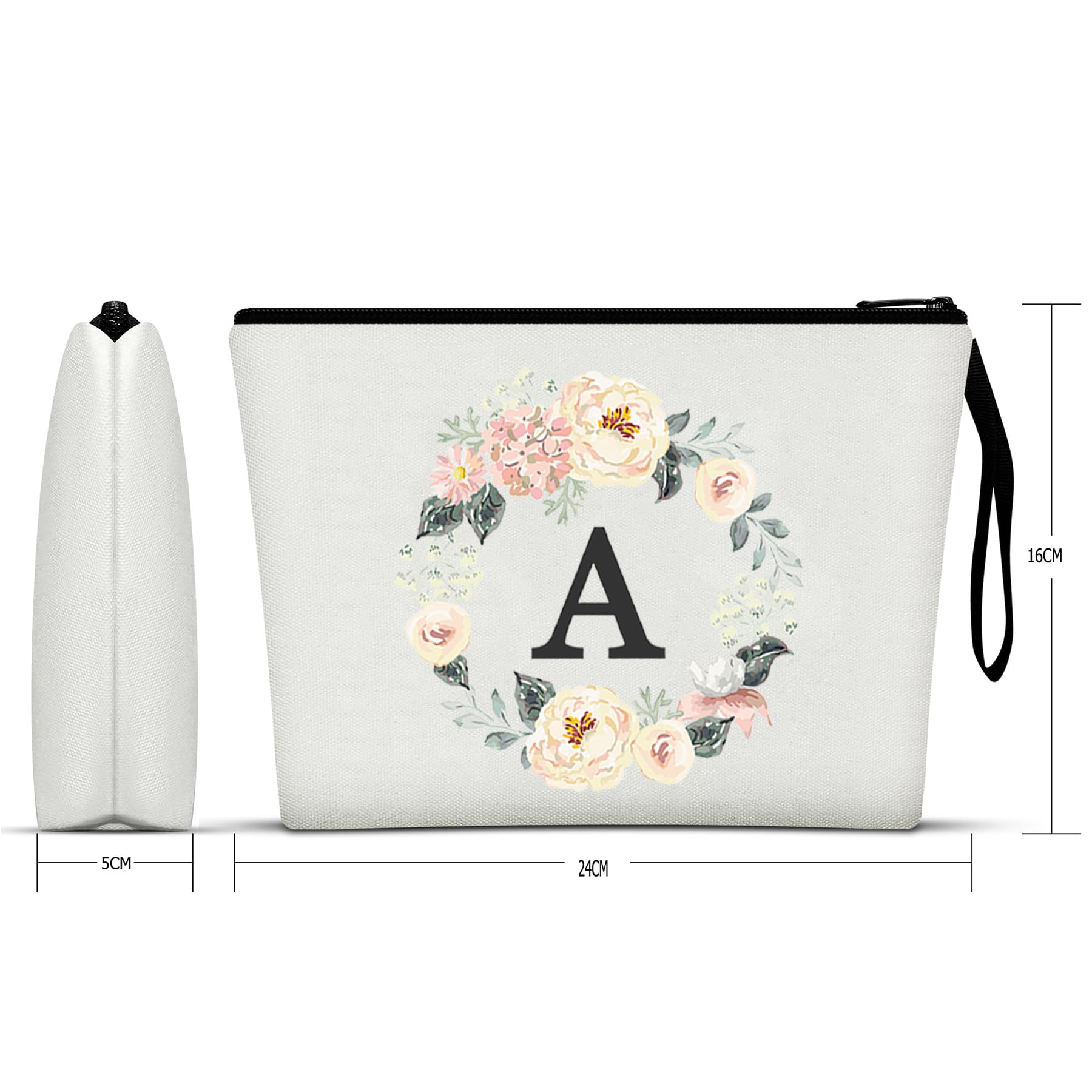 Borsa per il trucco per donna, borsa per il trucco con 26 lettere dalla A alla Z, borsa per cosmetici personalizzata, regali di compleanno per donne e mamme, regali per la sposa e la damigella d'onore