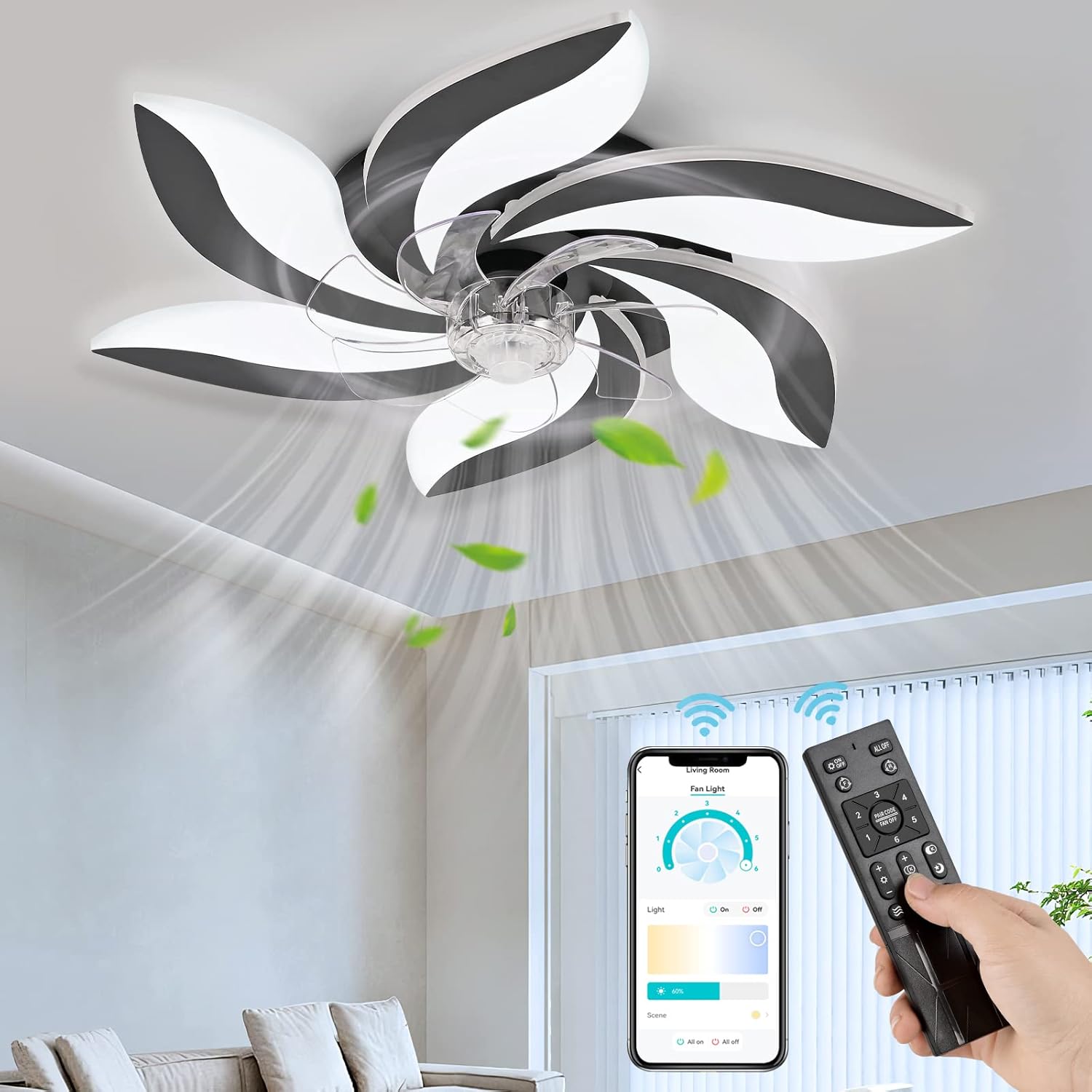 Matalde Modern Ceiling Fan with Lights Remote Control