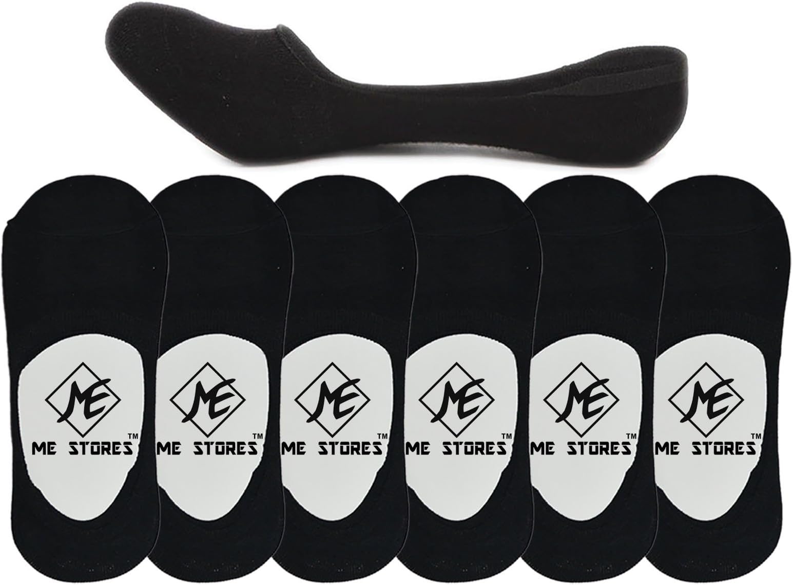 Me Stores Men's Solid Socks Loafer Socks with Silicon Anti skit support (Black Colour) (Pack Of 6)