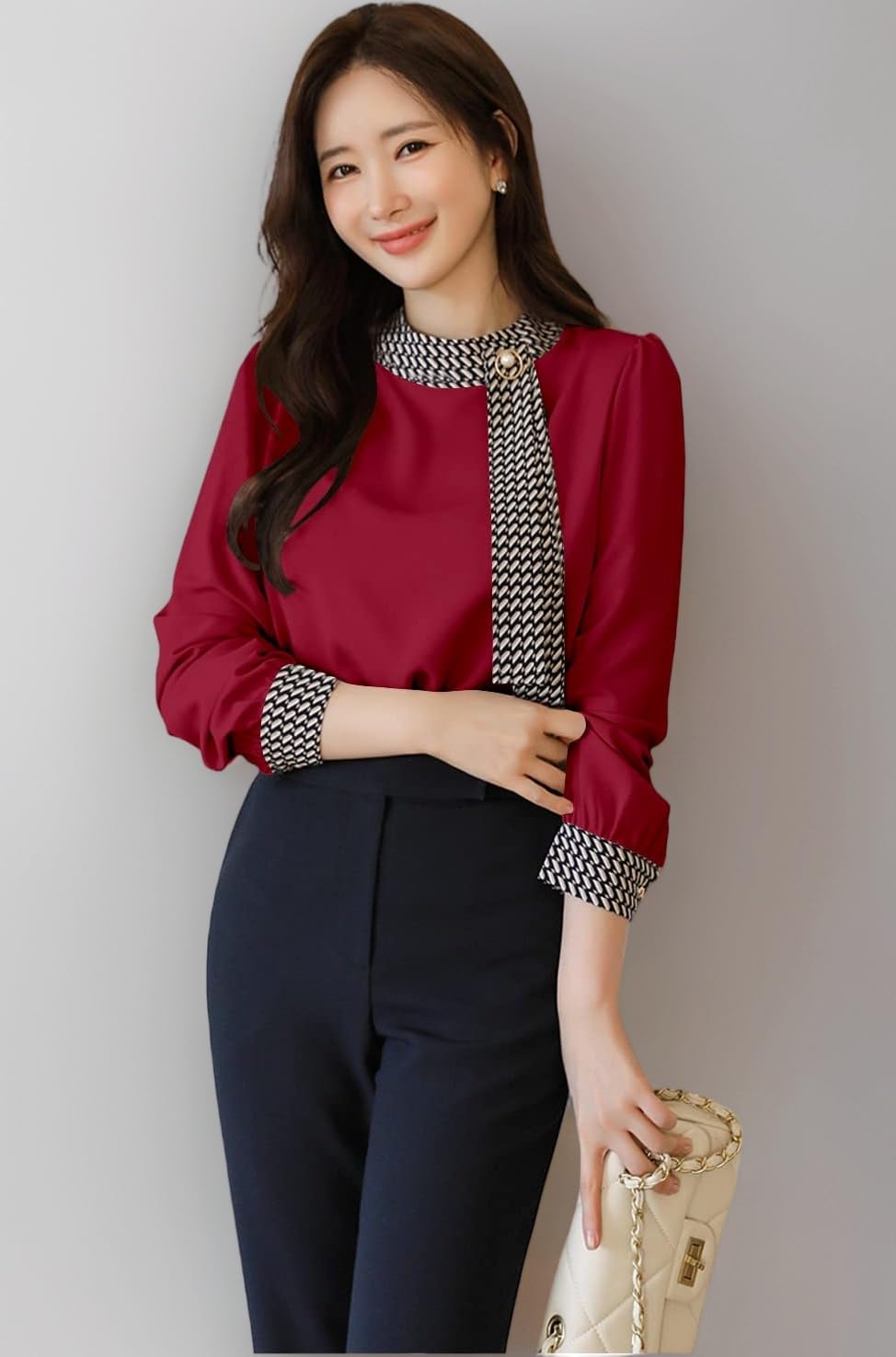 GG Style Women Western Printed Cuff Collar Tops