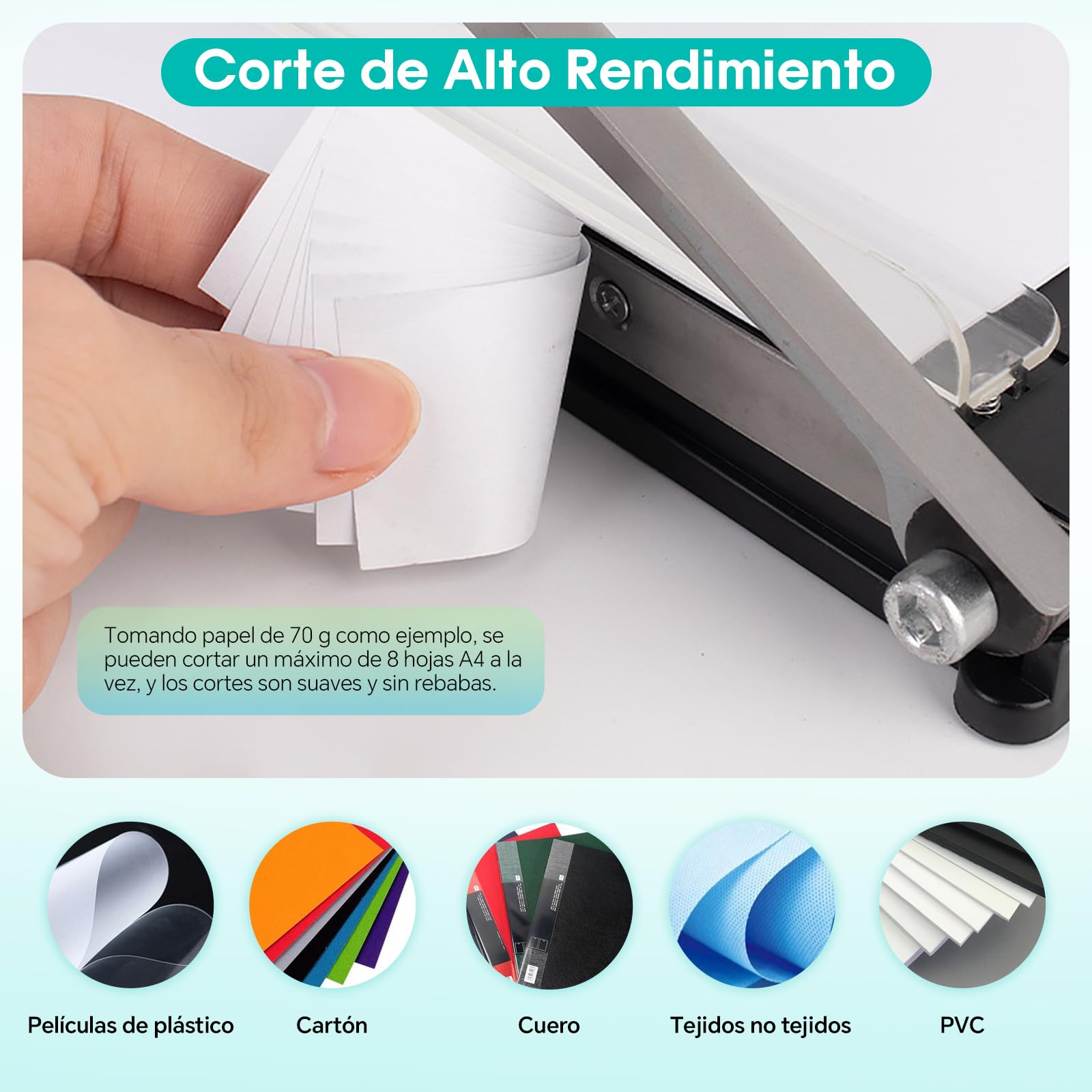 Guillotina de Papel A4 con Cuchilla de Acero | Capacidad para 8 Hojas | Corte por Palanca | Para Papel, Cartulina y Fotos | Cortadora de Precisión(A4)