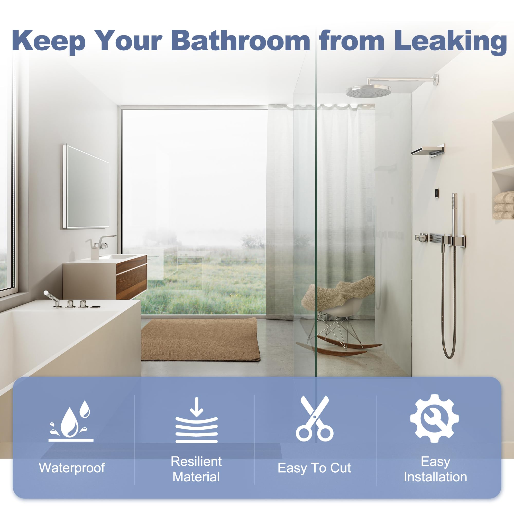 4-Pack Frameless Shower Door Bottom Seal for 1/4 Inch Thick Glass Doors – Stop Shower Leaks and Create a Water Barrier (1/4” x 39”)