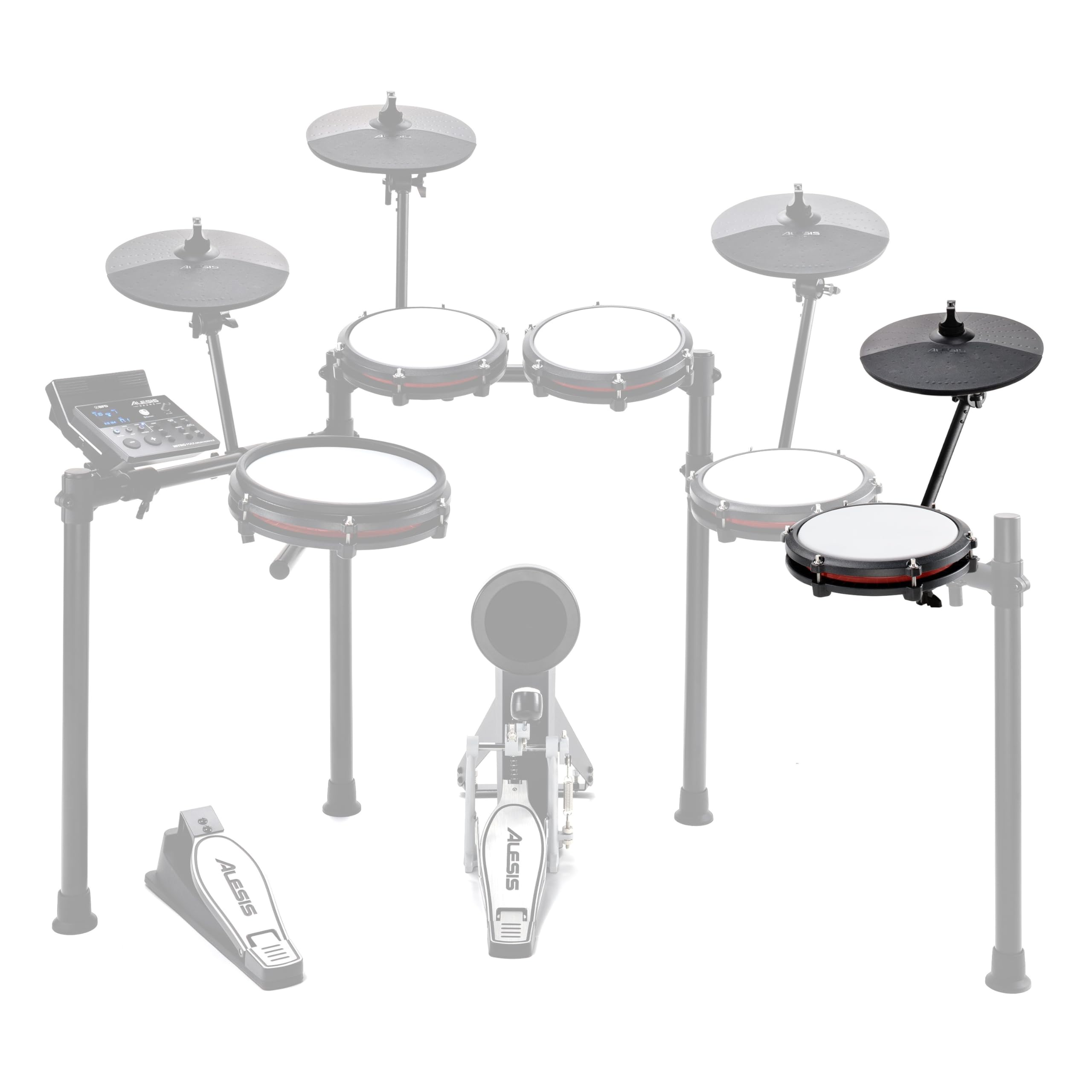 Alesis Nitro Max Batteria Elettronica a 10 pezzi con Pelli Mesh Silenziose, Rullante a Doppia Zona da 10", Bluetooth, 440+ Suoni Autentici, Drumeo, USB Midi, Pedale Grancassa, Sgabello e Cuffie