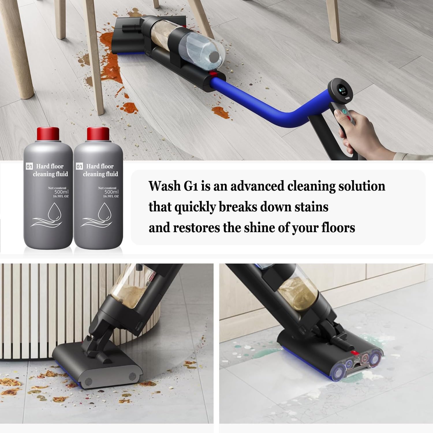 Liquido detergente for pavimenti duri da 16,9 fl oz. Compatibile con Dyson Wash G1/V12 Nautik. Liquido for la cura dei pavimenti for una pulizia profonda, ideale for pavimenti duri.(3pcs)