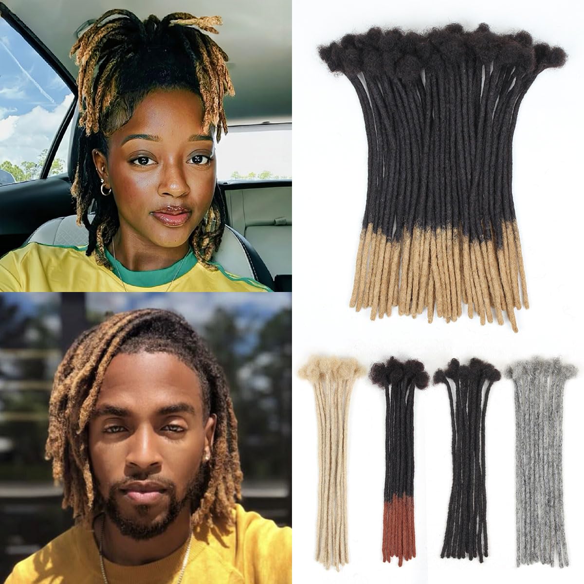 12Inch 40 Strands Loc Extensions Human Hair, 0.6cm Pencle Size Dreadlock Extensions Human Hair for Women Men Full Handmade Permanent Dreads Locs(1B/27)