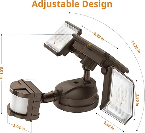 Miniatura 8 de LEPOWER Luces de inundación de 42 W con sensor de movimiento, luces LED de seguridad de 4200 lúmenes, luz de sensor de movimiento del atardecer al
