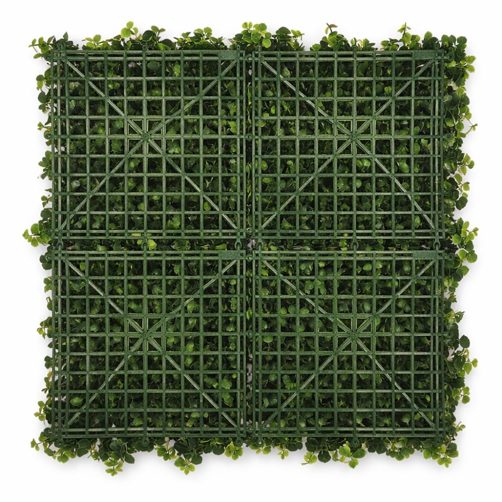 Pannello Siepe Artificiale 100x100 cm, Modulo Verde Decorativo per Parete, Giardino Verticale Finto per Interni ed Esterni (Spring Garden)