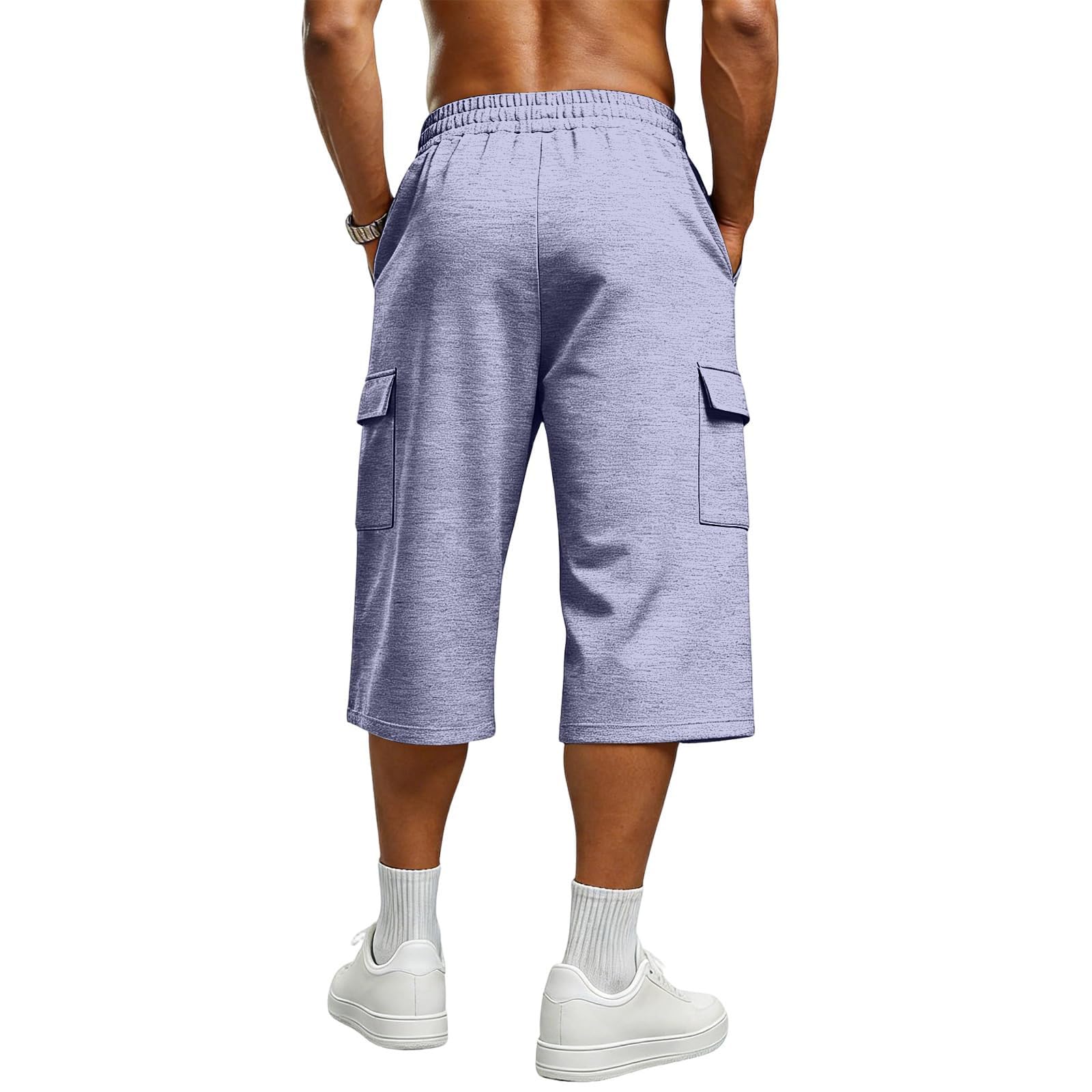 Pantaloni a tre quarti da uomo, in cotone, estivi, sportivi, vestibilità
