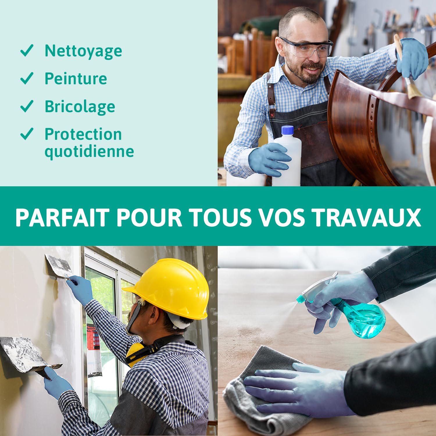 Ansell TouchNTuff 92-665 Gants Jetables en Nitrile, Non Poudrés, Haute Protection Chimique et Mécanique, Contact Alimentaire, Sécurité Industrielle, Sans Latex, Bleu, Taille M (100 Gants)