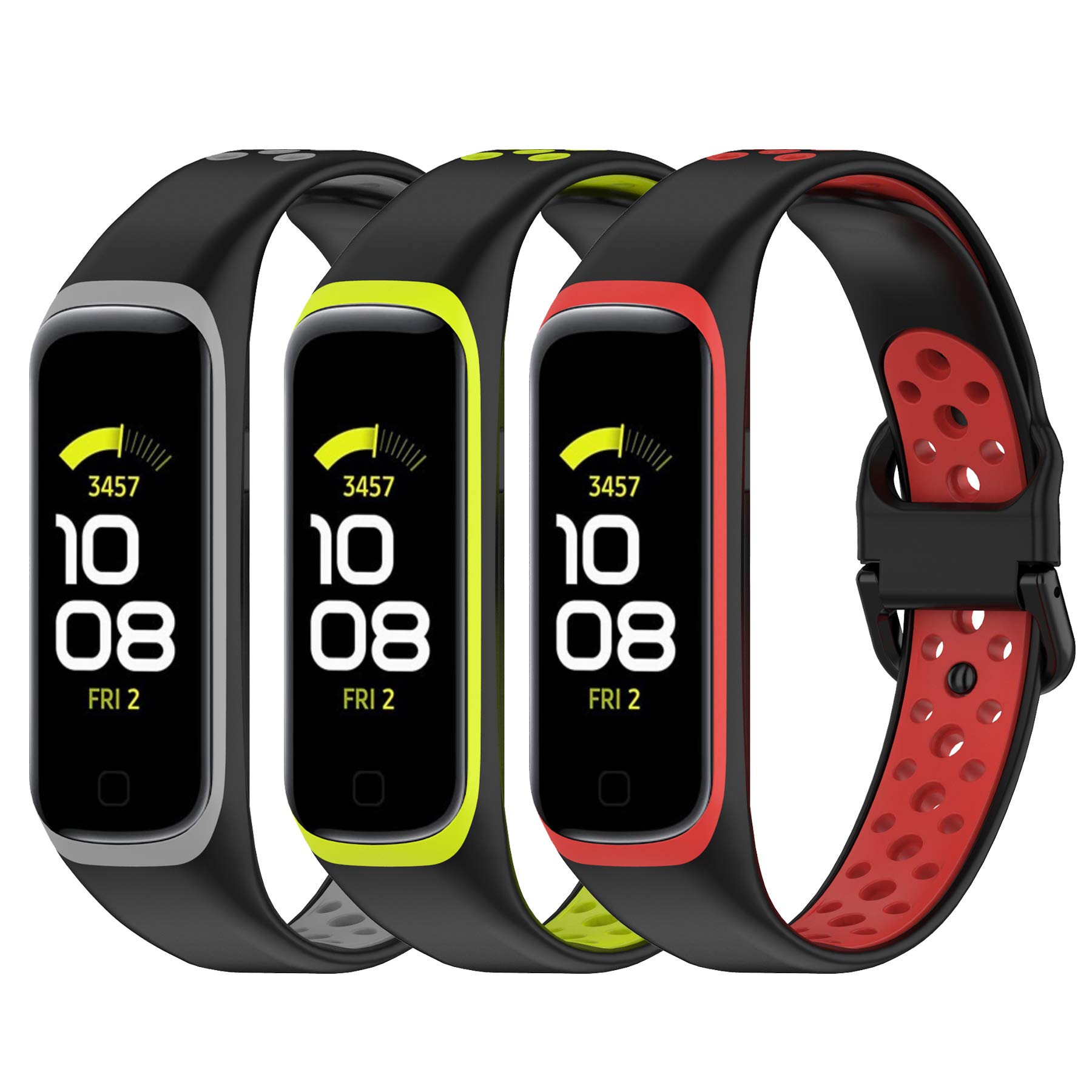 SenMore 3 Pack Straps Compatible with Samsung Galaxy Fit2, Sports Breathable Silicone Strap, Fitness Accessories Compatible with Samsung Galaxy Fit2