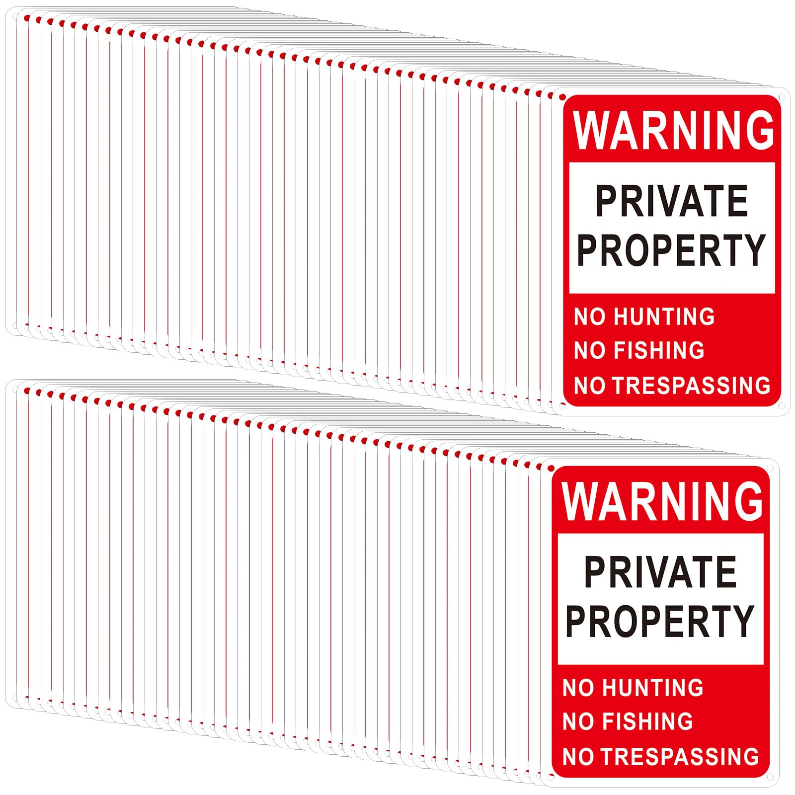 Lineshading 100 Pcs Posted No Trespassing Signs Private Property Weatherproof Reflective Aluminum Posted Signs for Warning No Hunting Fishing Trapping Indoor Outdoor(Red,10x14