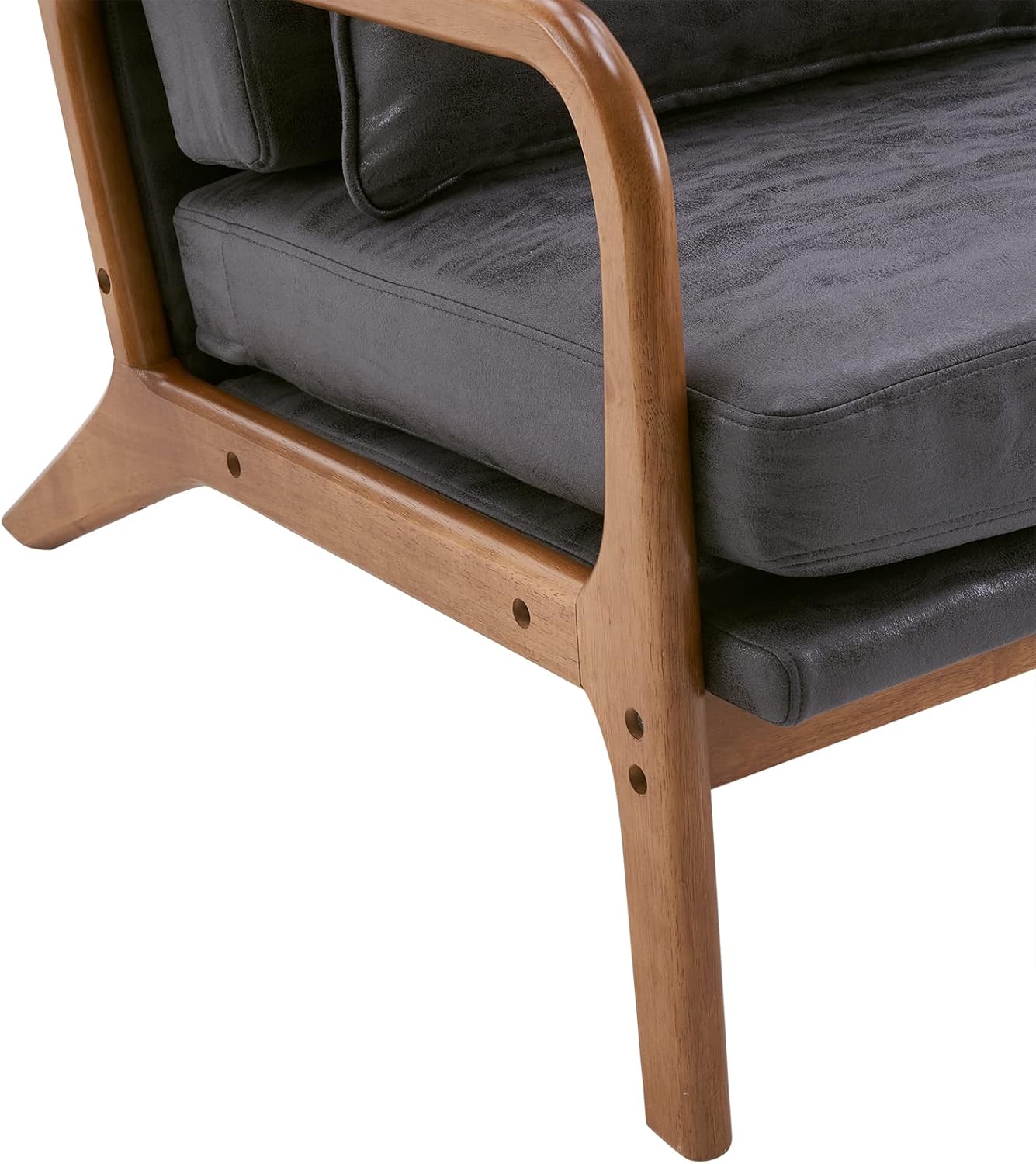 SSLine Modern Upholstered Armchair Soft Fabric Accent Chair with Pillow and Oak Wood Frame Comfy Highback Single Sofa Lounge Chair Home Office Guest Chair for Living Room Family Room(Grey)