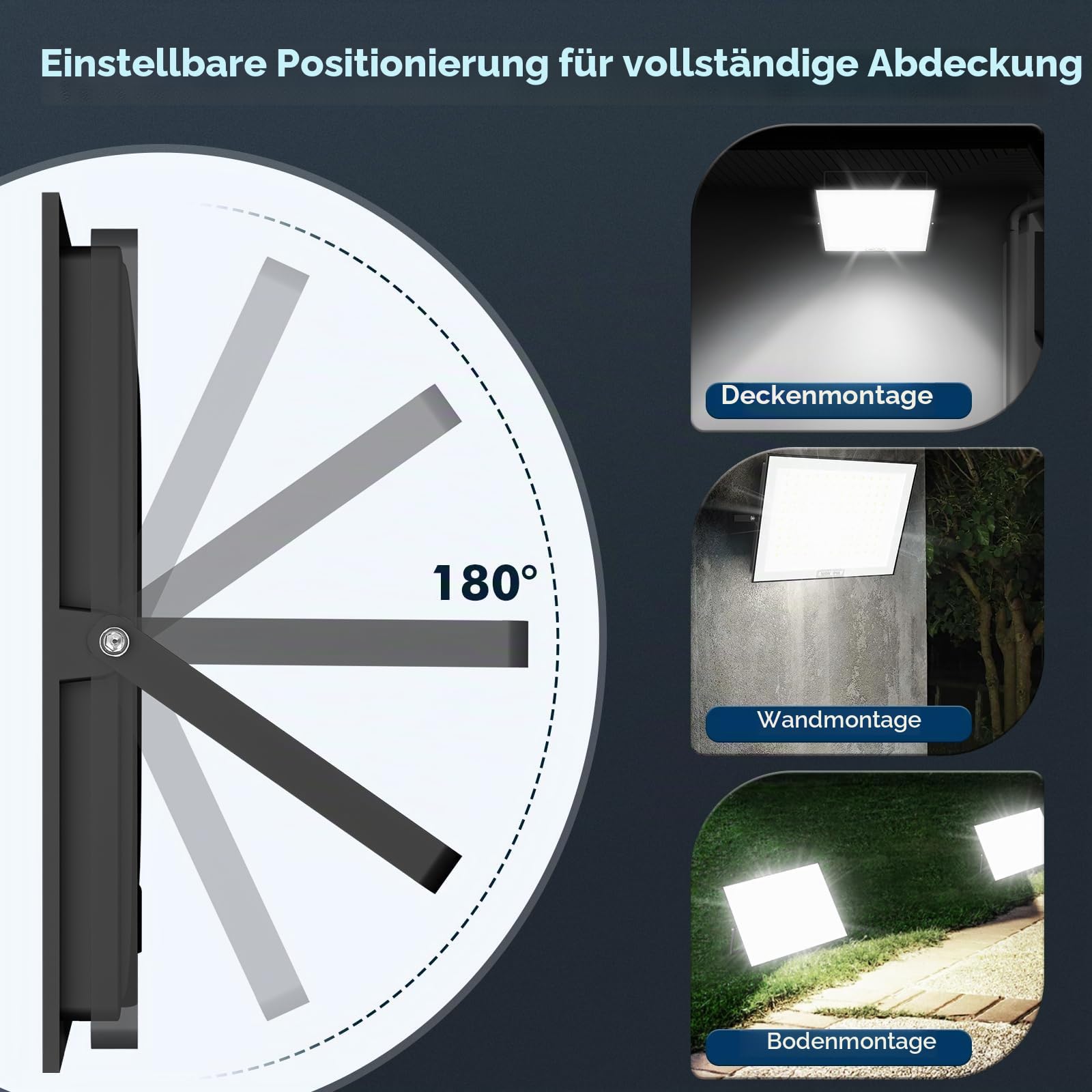 500W LED Strahler Außen, 50000LM Superhell, 6500K Kaltweiß Außenstrahler, LED Fluter Außen, IP66 Wasserfest Scheinwerfer für Hinterhof, Auffahrt, Garage, Flur, Garten - 2 Stück