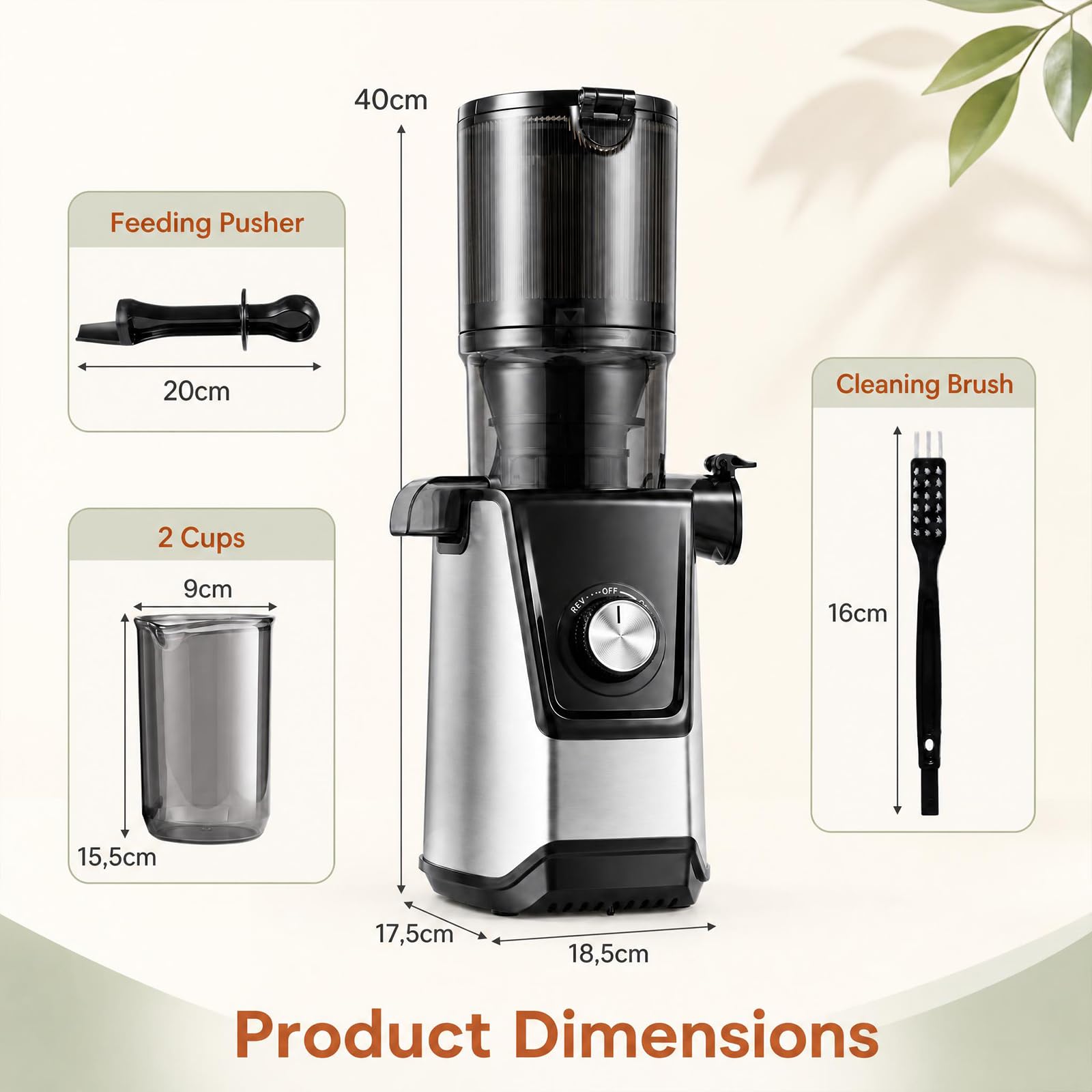LIFEZEAL Extracteur de Jus à Froid Lent 160w Fruits Legumes Rendement 99%