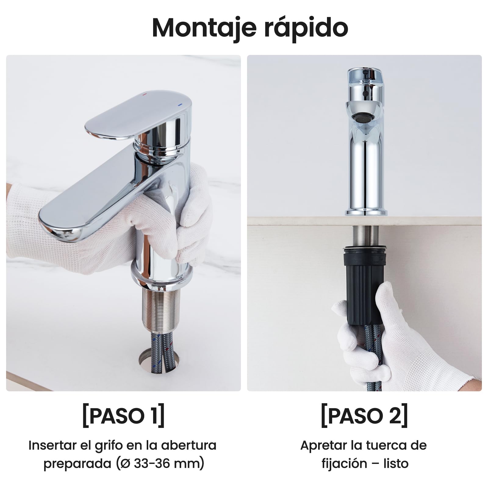 CECIPA Grifo Lavabo,Grifo Lavabo de Baño sin plomo,altura de 16,4 cm | Monomando para Lavabo ahorrador de agua,con cartucho de cerámica y manguito de conexión de 60 cm,Cromo
