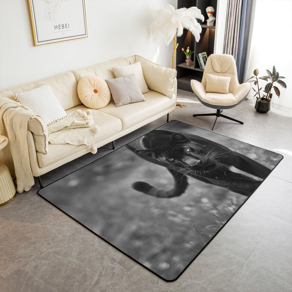 Tapis léopard de salon avec finitions soignées pour décoration maison