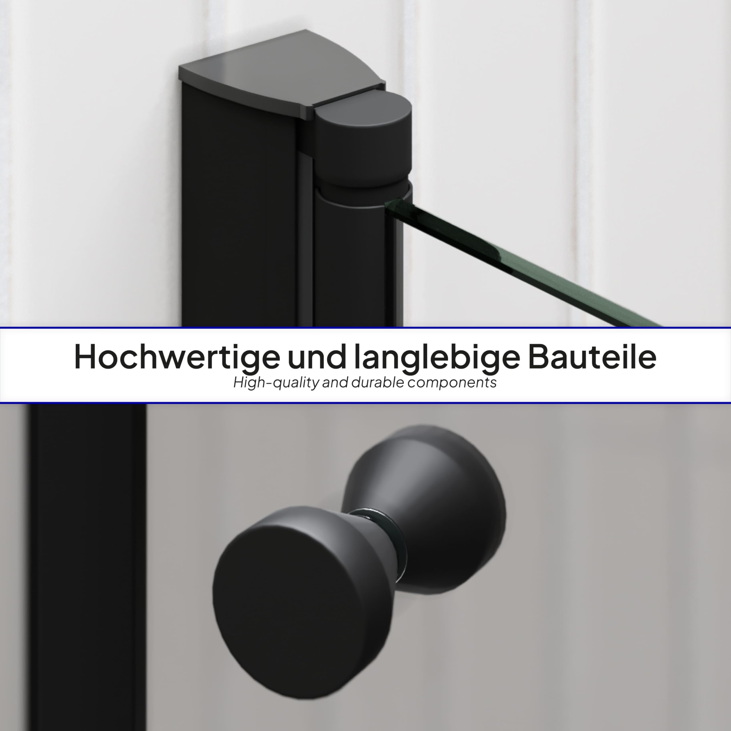 i-flair Mila Duschtür 80x195 cm – Nischentür aus Klarglas, Falttür mit schwarzen Aluminiumprofilen, 6 mm ESG Sicherheitsglas, Nano, Hebe-Senkmechanismus, Verstellbereich 80–83,5 cm, DK822