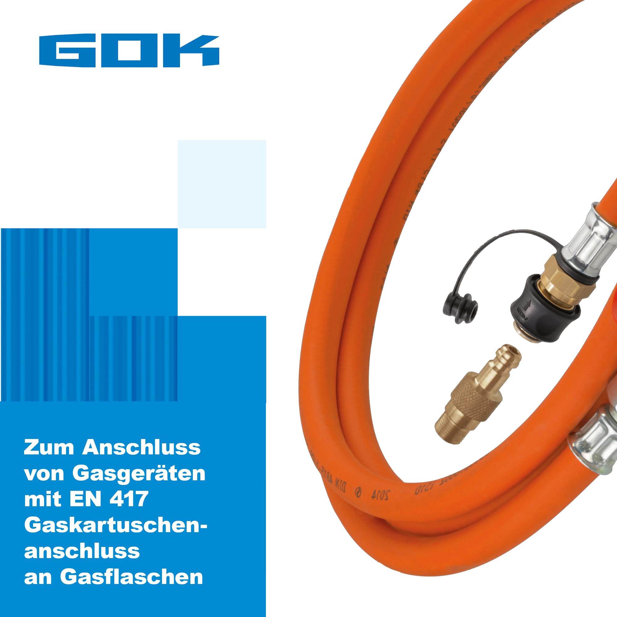 GOK Regler-Schlauch-Set M50-F/SBS, 1,20 Meter Regulierventil, 2kg/h