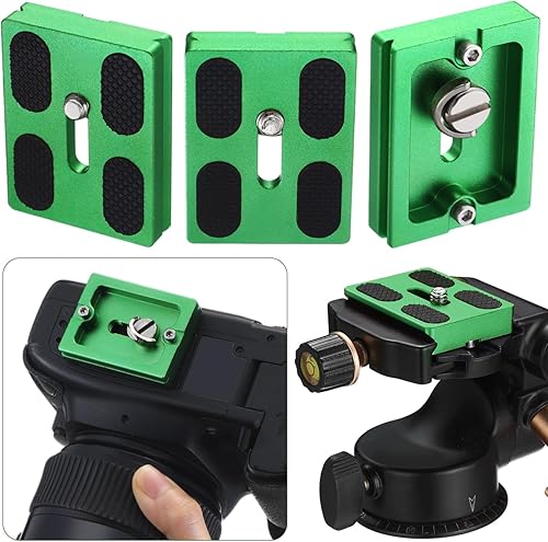 Vista 79 de Frienda 2 piezas de placa de liberación rápida de metal con tornillo de cámara de 1/4 a 20 placa de montaje de trípode se adapta estándar para Negro