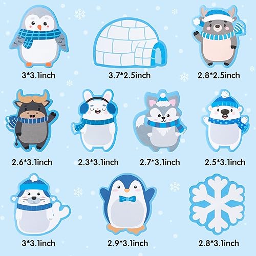 Miniatura 2 de ANGOLIO 30 notas adhesivas de animales polares de invierno, notas inspiradoras, diario motivacional positivo para apreciar animales, mini notas de