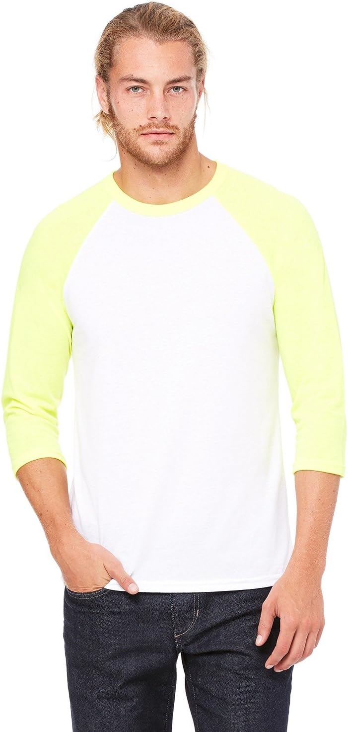 Bella + Canvas Unisex 3/4-Sleeve Baseball T-Shirt (3200) DEEP HTHR/BLACK