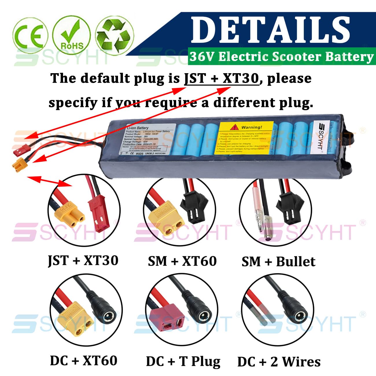 36 V Batterie vélo électrique 10S3P Batterie au Lithium