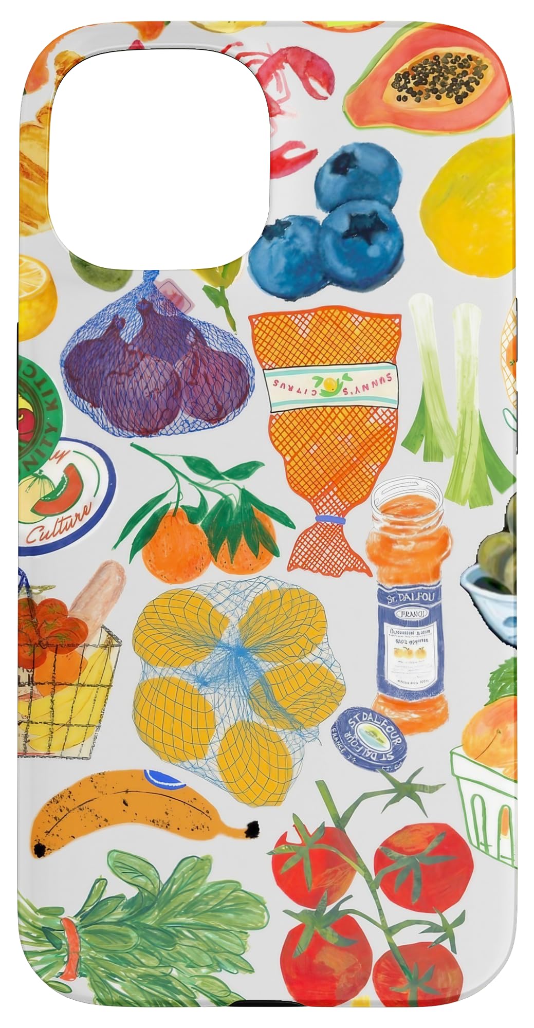 Vintage Farm Market Fruit Collage Summer Aesthetic Case for iPhone 15