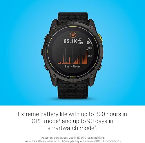 Miniatura 5 de Garmin Enduro 0.118  2.008 in, Solar, Zafiro, Reloj inteligente GPS de Ultraperformance, duración extrema de la batería, mapeo detallado, linterna