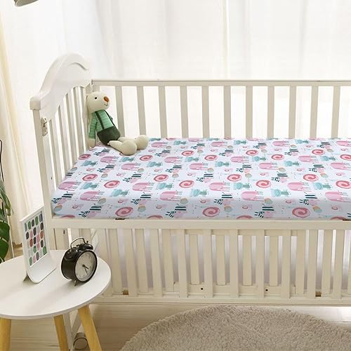 Miniatura 6 de DIBAKO Sábanas de cuna mini ajustadas para niñas y niños, sábana de cuna para colchón estándar de cuna y niños pequeños, 38 x 26 pulgadas, suave y