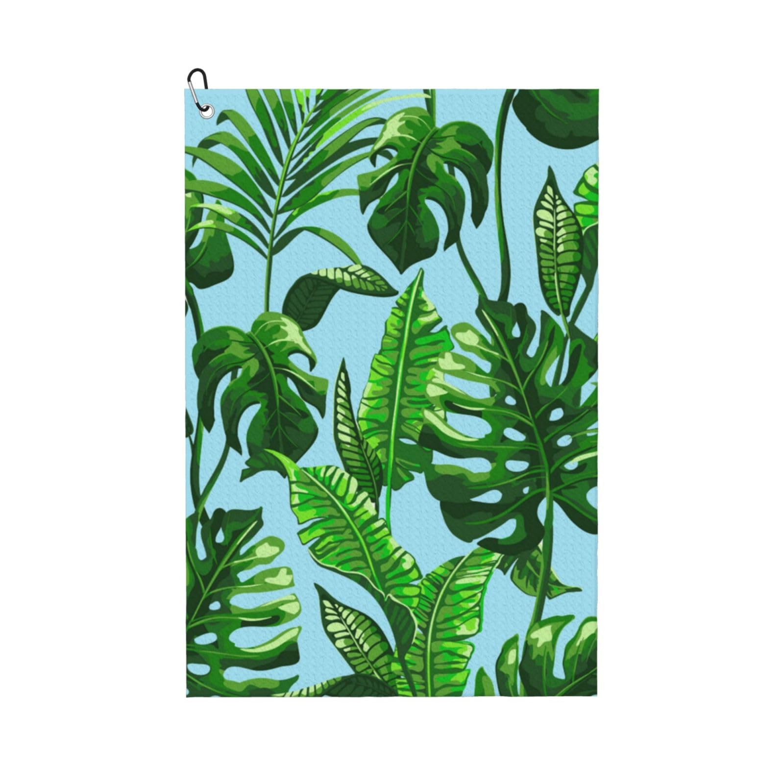 Hnnkloy Tropical Palm Leaves, 16x24 in Portable Waffle Golf Towels with Carabiner Clip for Golf Bag