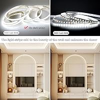 Vista 3 de COB LED Strip Lights 24V CRI 93+16.4ft Flexible & Cuttable Bright White Led Light Strip for Home Office Interior Decoration(Cool White 6000k, Power