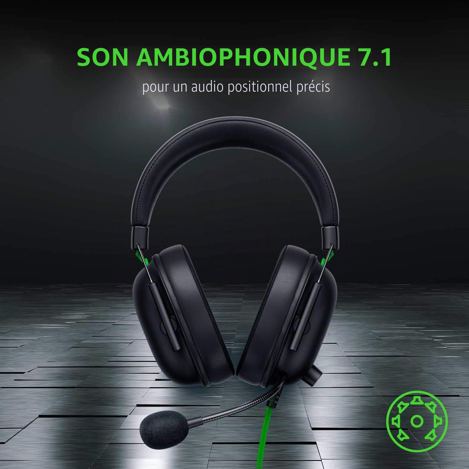 Razer Casque de Jeu BlackShark V2 X : Son Surround 7.1 50 mm Pilote Mousse à mémoire de Forme – PC, PS4, PS5, Nintendo Switch, Xbox One, Xbox Series X & S, Mobile – Jack 3,5 mm Noir