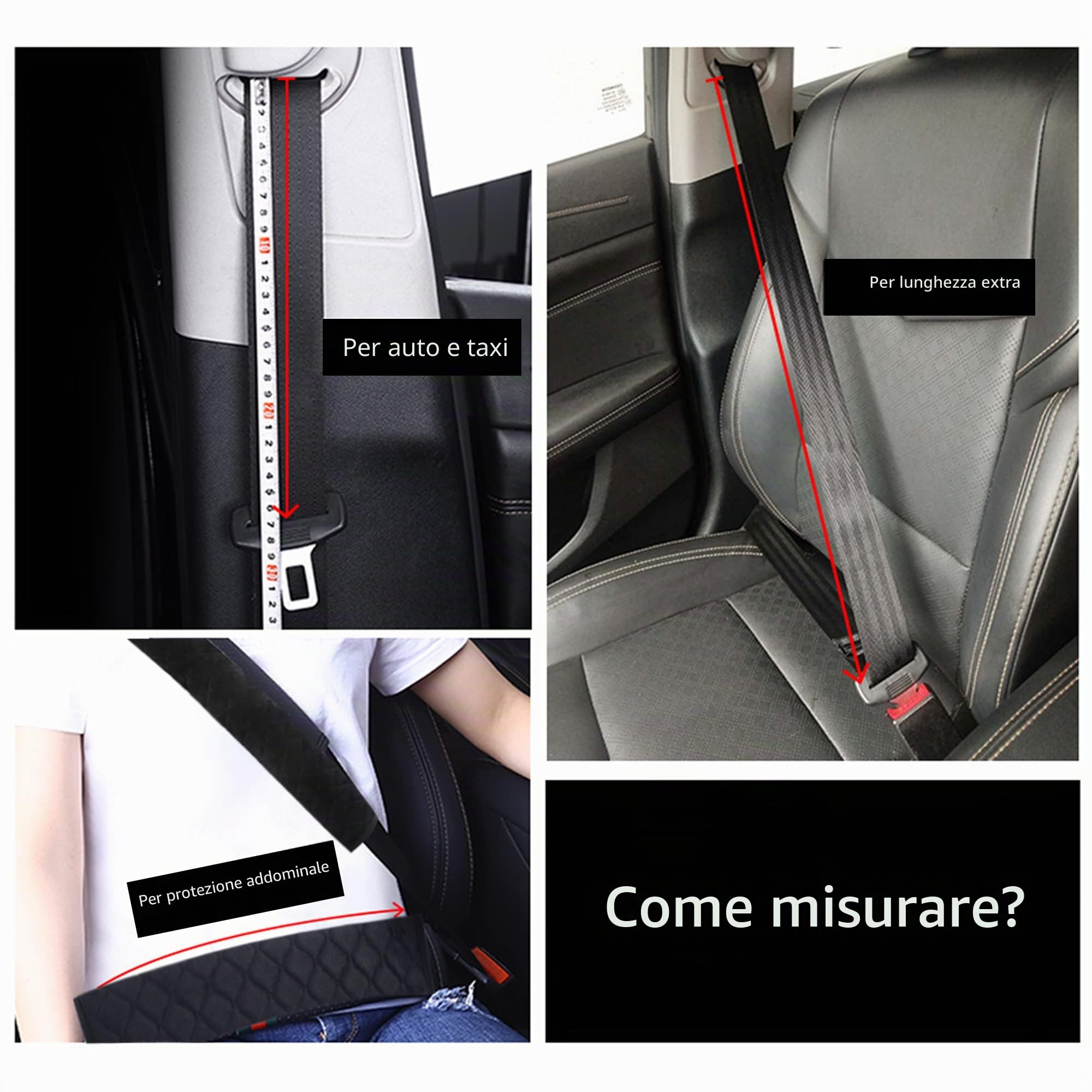 Coprisedili per Cintura di Sicurezza per Adulti, Bambini, Donne, Adolescenti e Uomini, Cuscini per Cinture di Sicurezza, Cuscinetti, Copertura per Camion, SUV, Nero 39.4 cm, Morbido e Confortevole