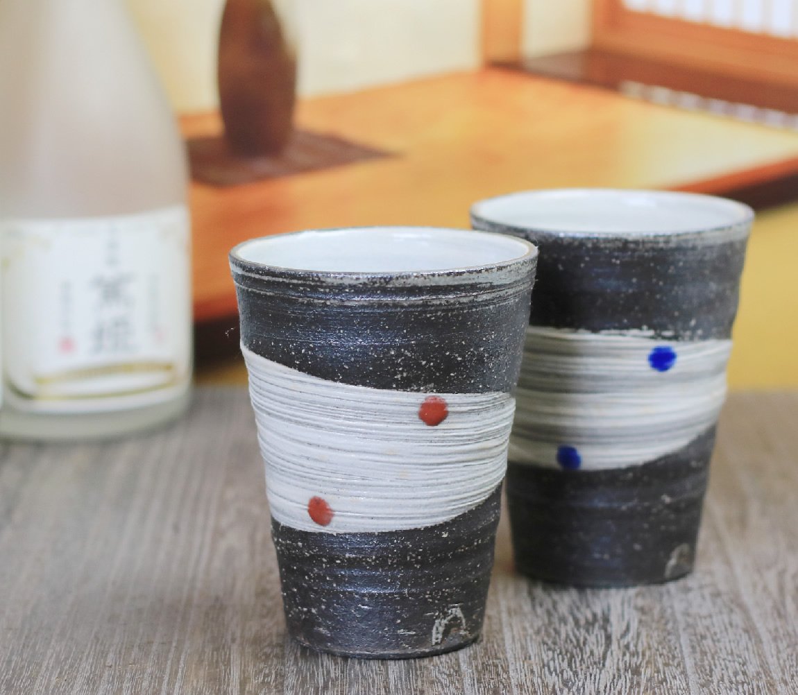フリーカッブ タンブラー ビアカップ ビアグラス 陶器 藍色 5客 フリーカッブ タンブラー ビアカップ ビアグラス 陶器 藍色 5客