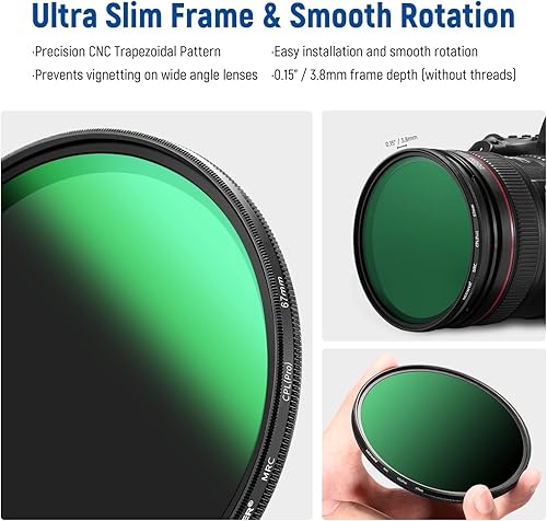 Miniatura 6 de NEEWER Filtro polarizador de 2.638 in de 30 capas, filtro polarizador circular multicapa con revestimiento nano multicapa (CPL) con vidrio óptico