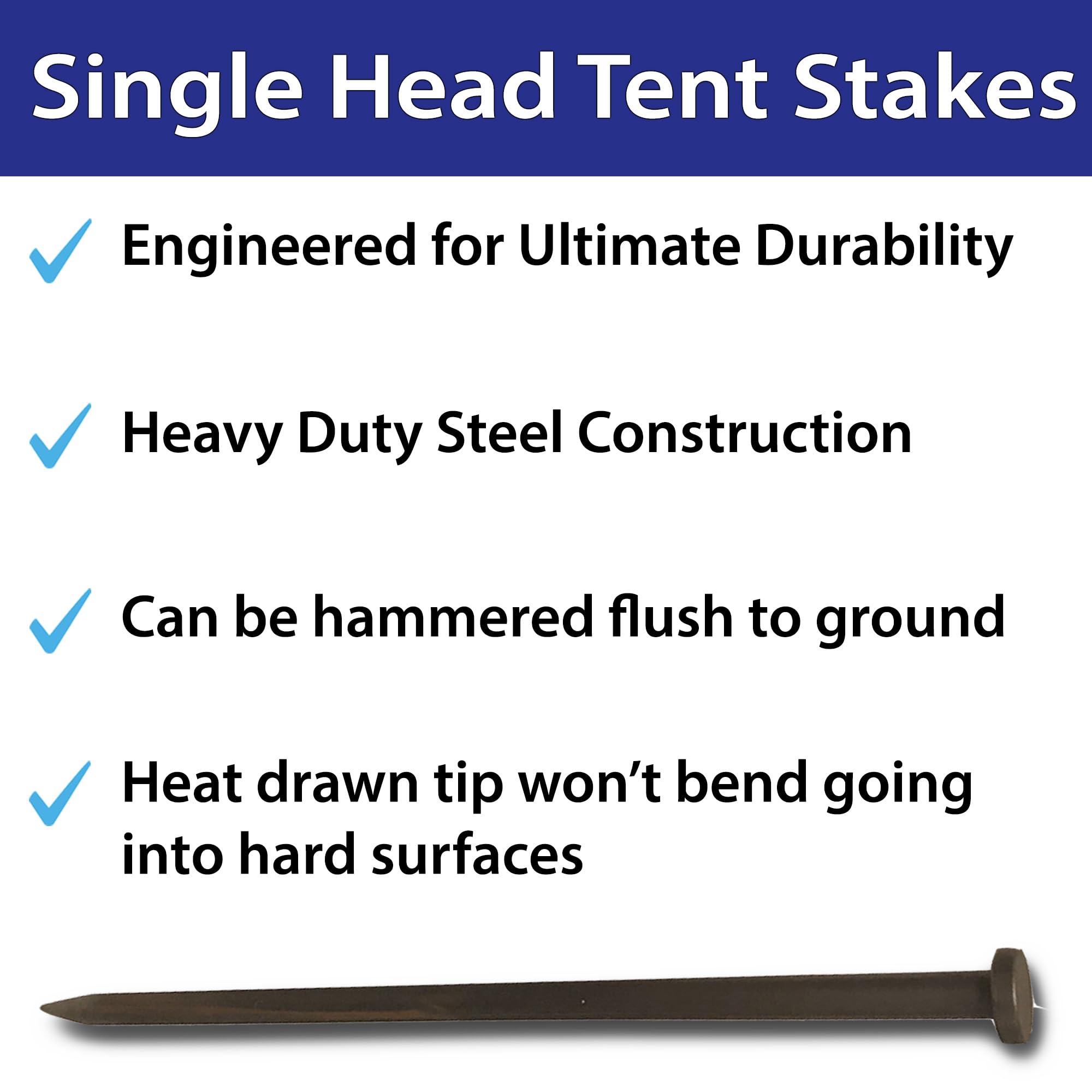 Heavy Duty Steel Tent Stakes - 10 Pack -18